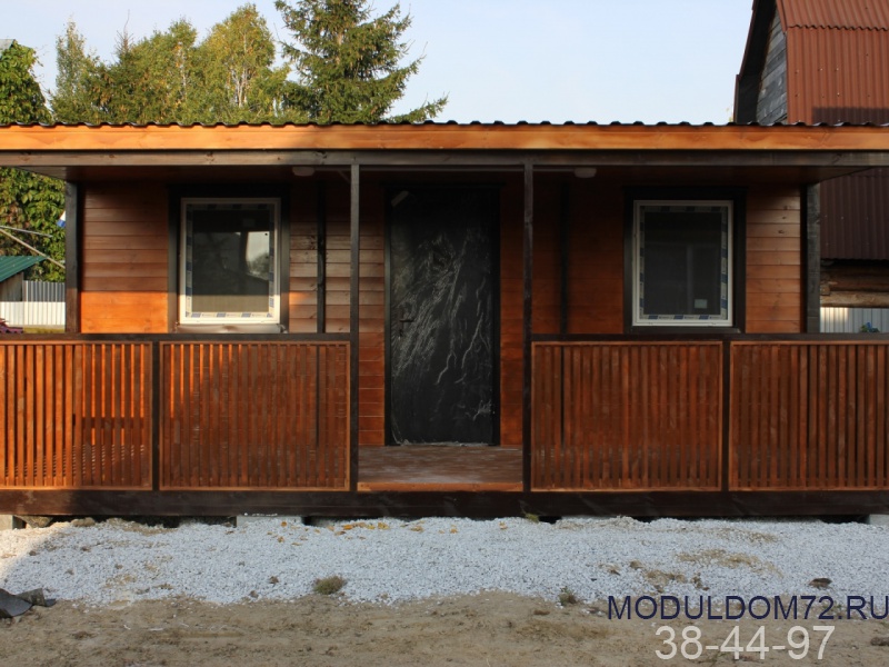 Мобильный садовый домик с террасой 6х4,8м