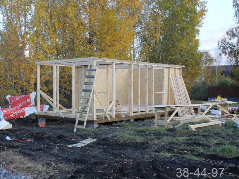 Строительство каркасно-щитового дачного дома 4х5,5м в СНТ Весна